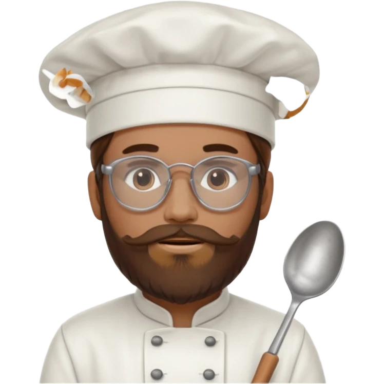 Foggy glasses Pastry chef whith long brown hair and beard emoji