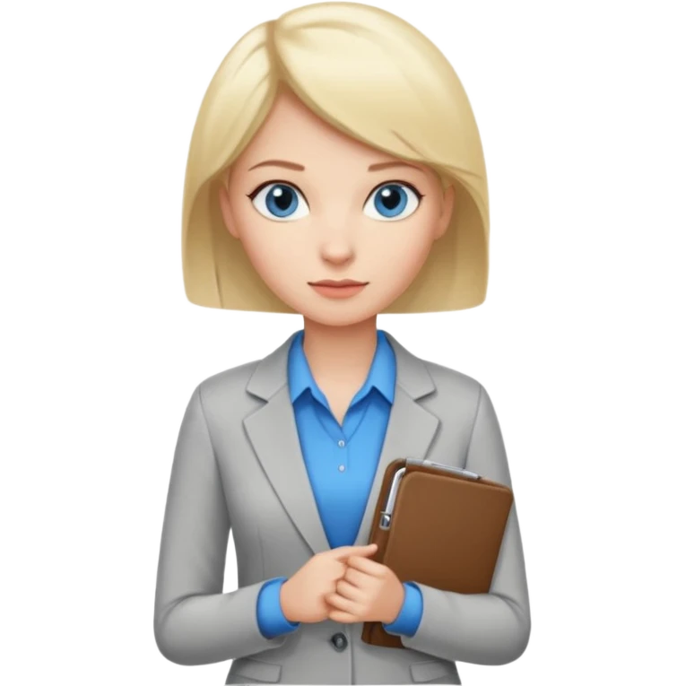 blue eyes short blond hair organizer women emoji