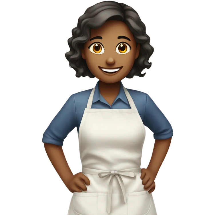 smiling girl in kitchen apron emoji