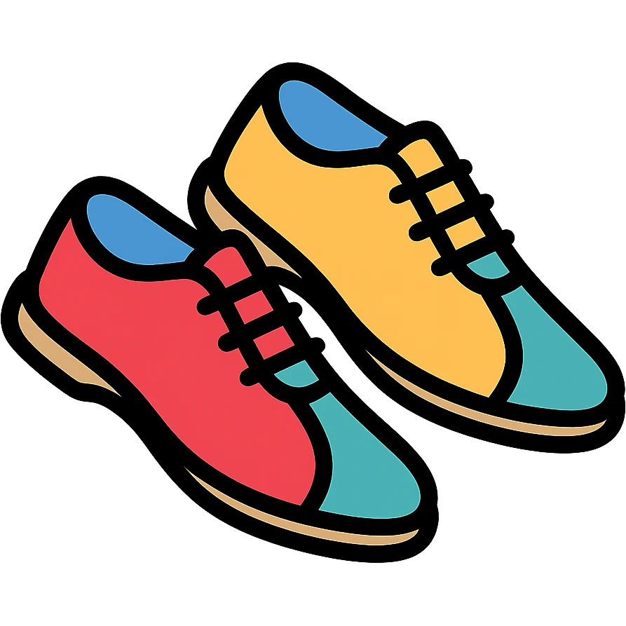 bowling shoes icon with lineal color and black outlines emoji