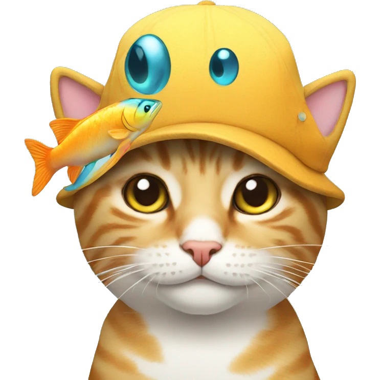 Cat wearing a fish as a hat emoji