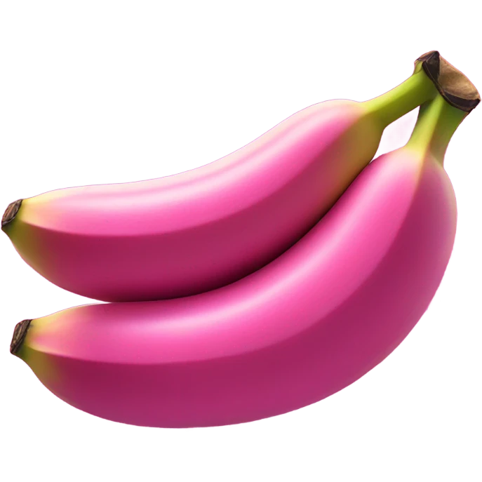Realistic 3 large Hot pink bananas with glitter no yellow emoji