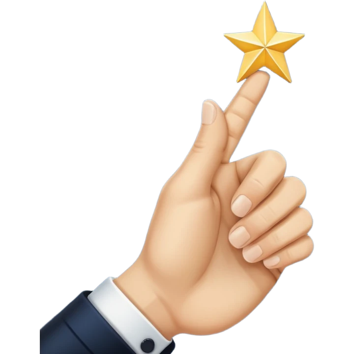 hand pointing one index finger with a star at the tip of the finger emoji