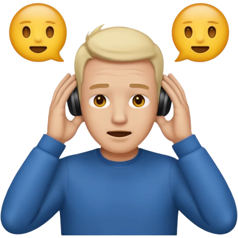 emoji face blocking out sound with hands on ears, sigma male attitude, no text emoji