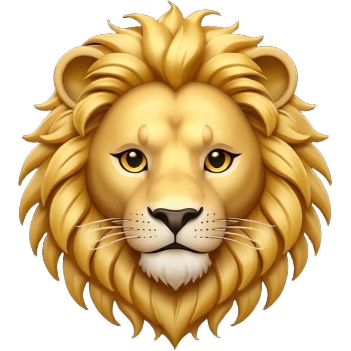 A 3D cartoon lion head tattoo design with flowing mane, bold lines, symbolizing courage and power, Memoji-style. emoji