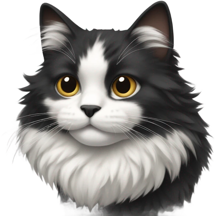 Black and white fluffy cat emoji