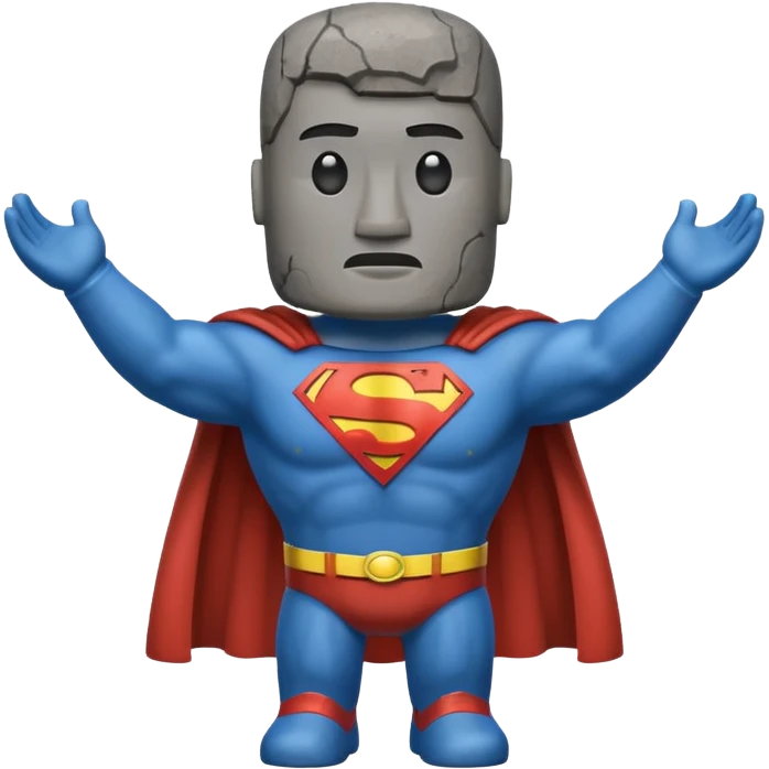 a moai emoji with a superman cape emoji