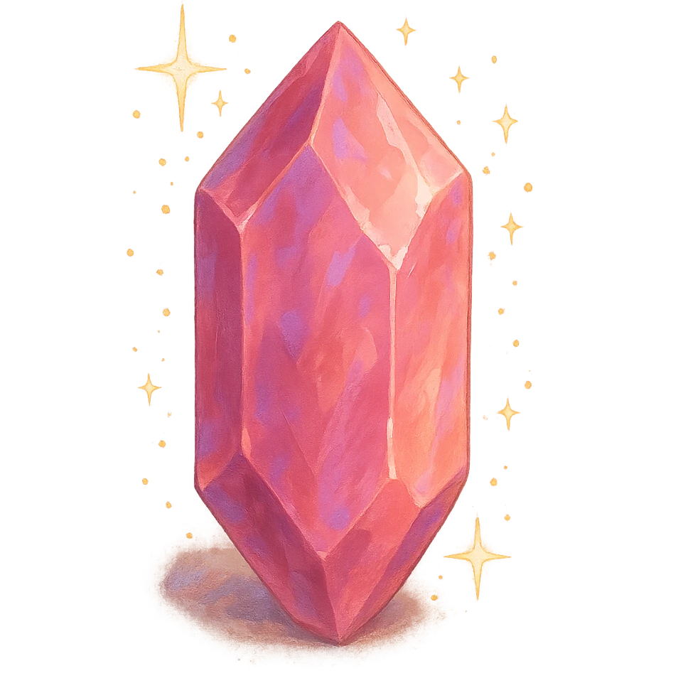 pink crystal with sparkles, soft painterly look, magical and radiant emoji