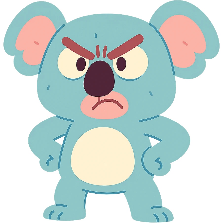 angry koala in pastel toon style emoji