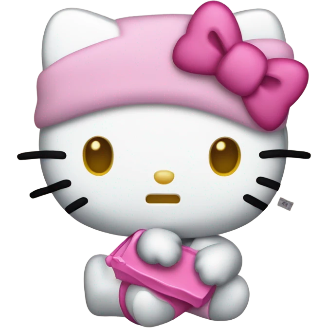 Hello kitty with a sign that says “don’t crash out” emoji
