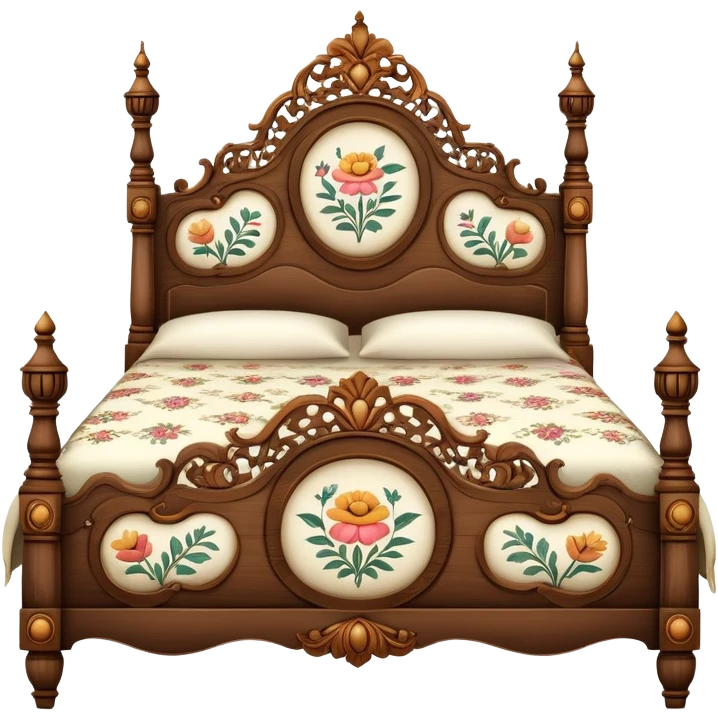 Vintage bed with flower design emoji