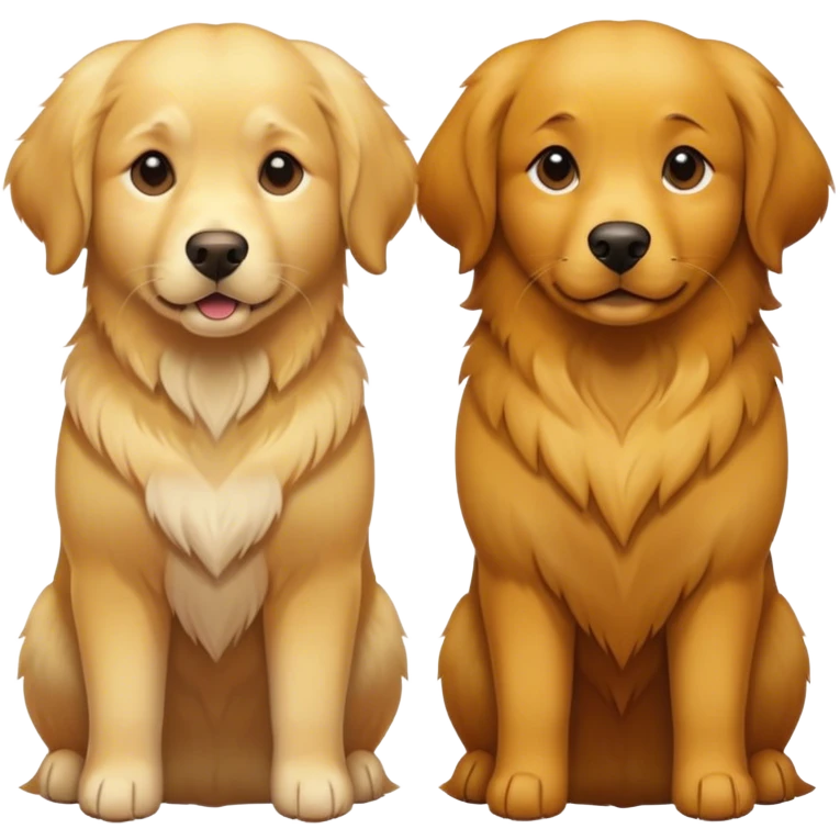 2 golden retrievers, one is yellow and light and one is dark snf brown emoji