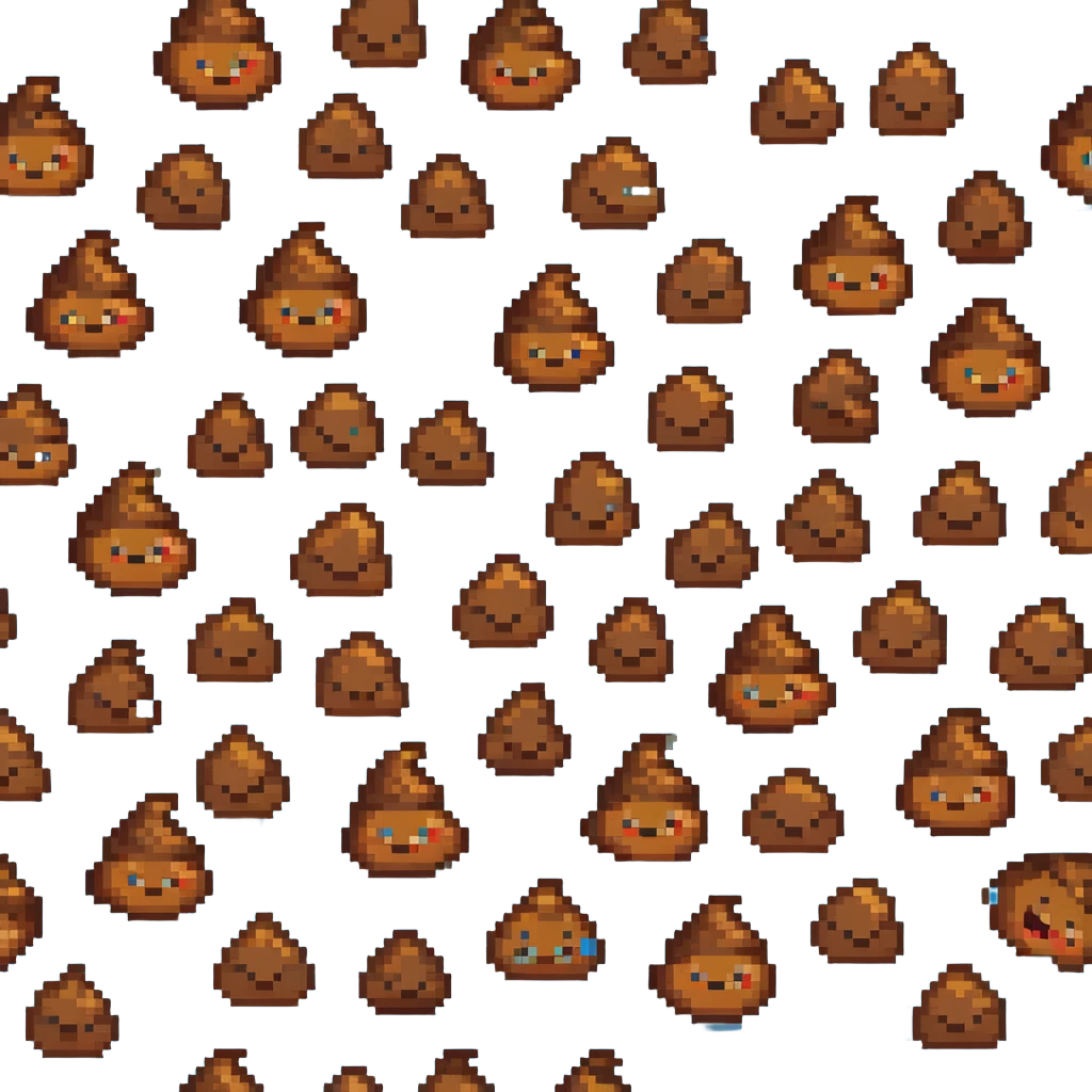 Pile of poo emoji with gradient colors from brown to darker brown, cute smiling face emoji