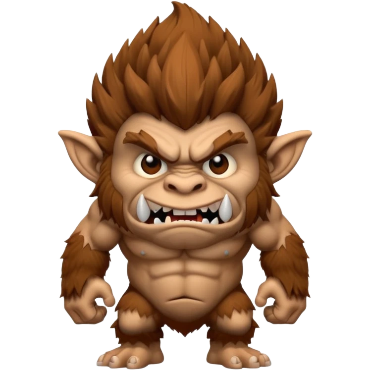 3d style hairy brown troll emoji