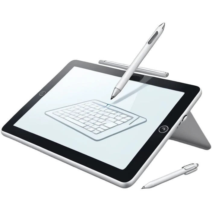 digital drawing tablet with a stylus resting on top emoji