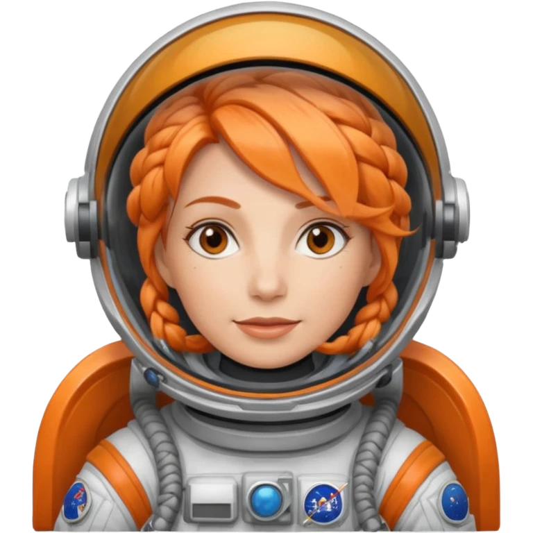 Astronauts, Middle-age, female, orange braided hair emoji