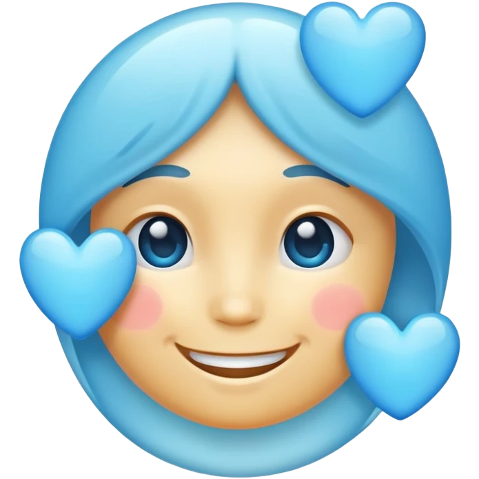 Smiling face with light blue hearts emoji