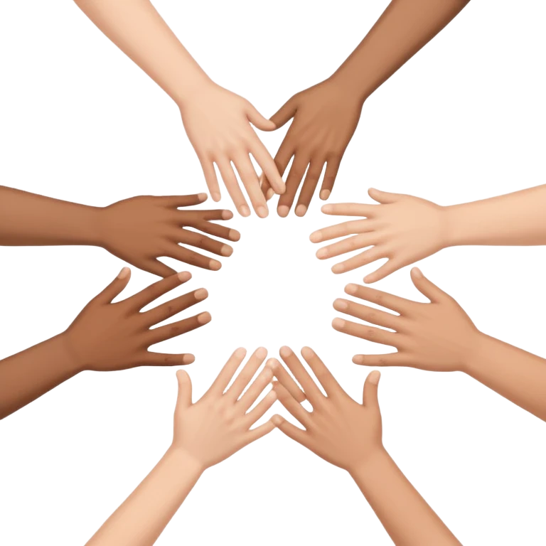 five hands in a circle gripping the forearms of the one next to them emoji