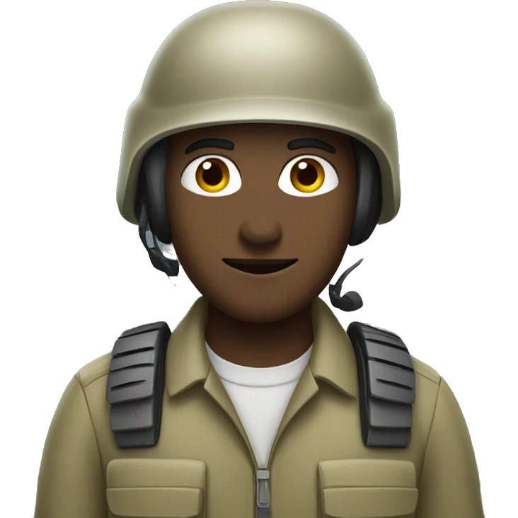 operator dressed in khaki color with a milatary helmet, without glasses, preferably male emoji