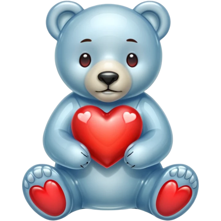 glass bear with a red heart emoji