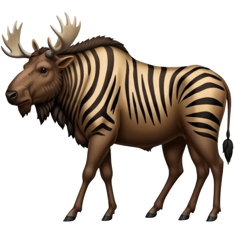 Realistic wildebeest-Buffalo-Zebra-moose-hybrid, full body emoji