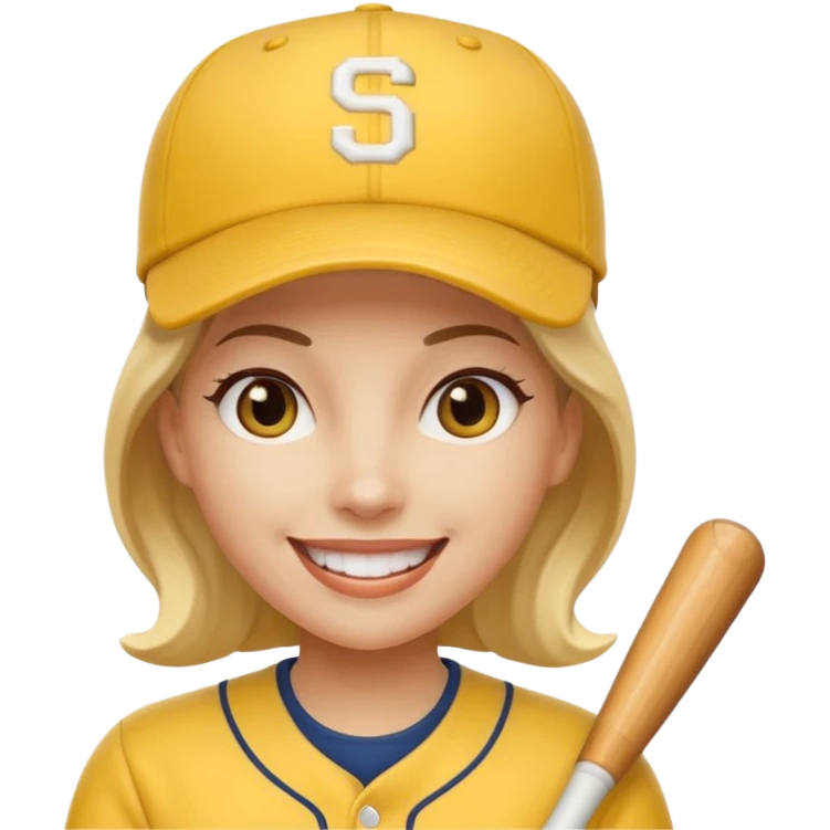 woman with yellow jersey and baseball hat emoji