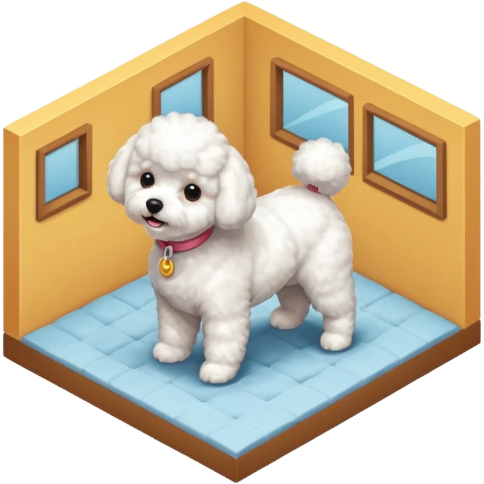 Bichon Frisé dog playing room isometric emoji