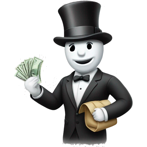 A monopoly man holding a money bag  emoji