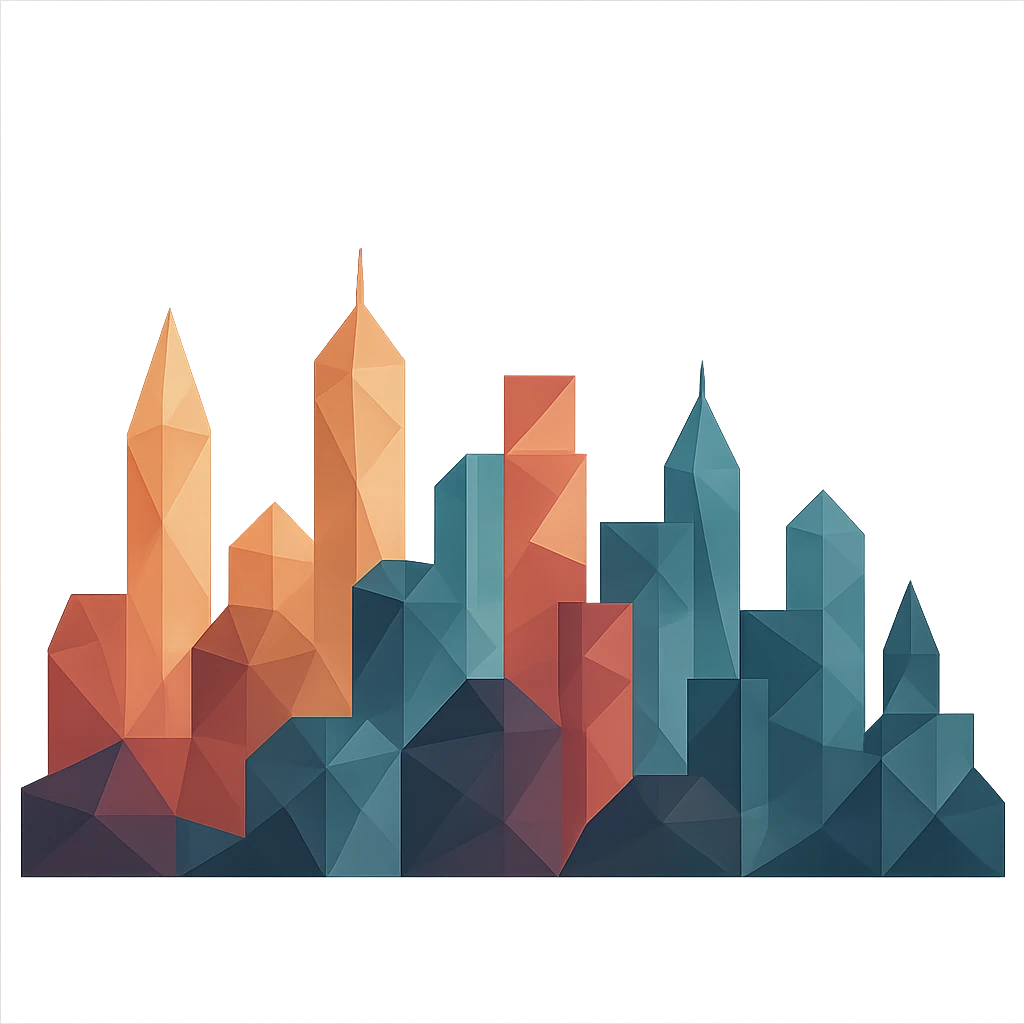 city skyline composed of geometric shapes in polygonal style emoji