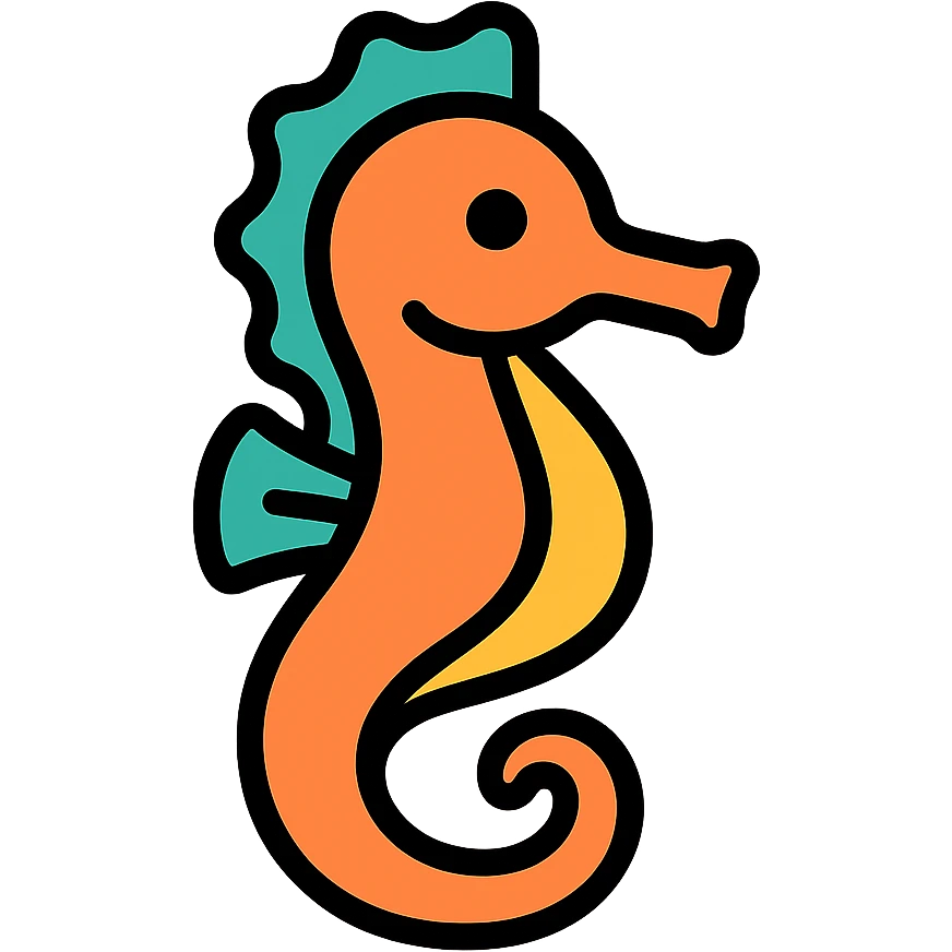 color outline icon of a seahorse emoji