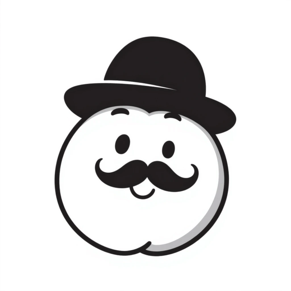 A peach with a mustache, without eyes emoji