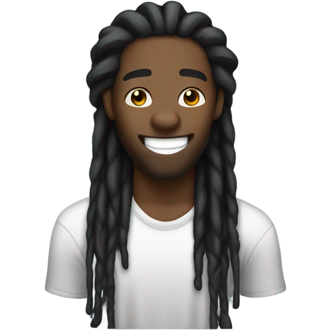 black man-dread locks-  no facial hair laughing black shirt strong  emoji