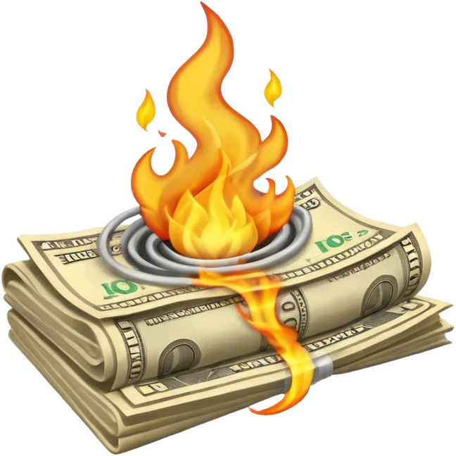 burning one money emoji