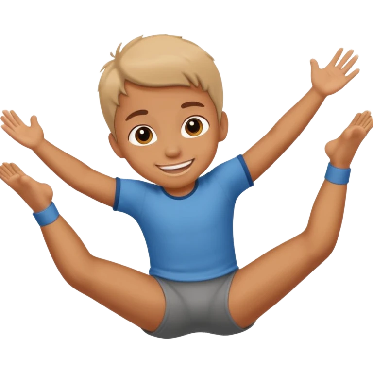 kid doing a forward roll, simple, playful emoji