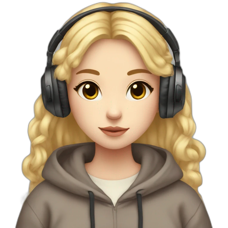 Lo-fi girl studing; headphones, teddy bear jumper, blonde hair emoji