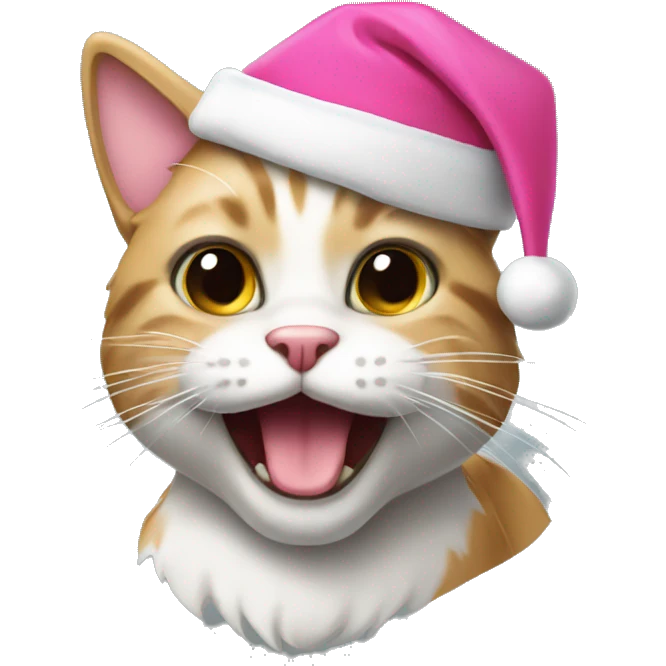 cat with pink santa hat emoji