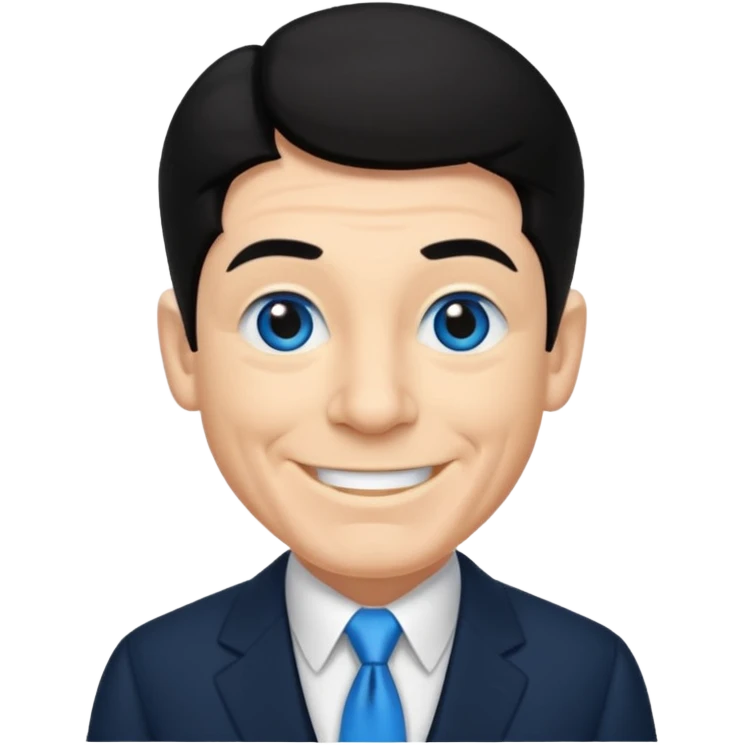 Shemp Howard from the Three Stooges with blue eyes, black hair, black suit emoji