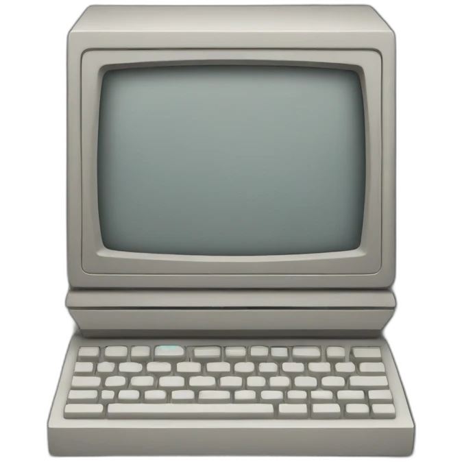 An ancient computer with white noise emoji
