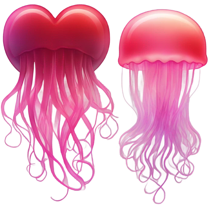 Valentine’s Day heart and jelly fish red and pink  emoji