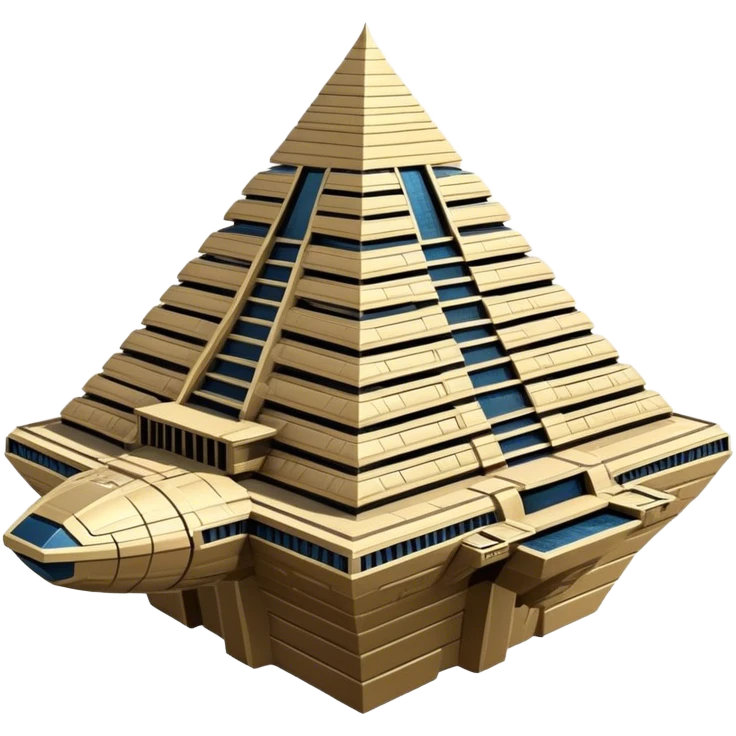 Annunaki spaceship, a massive floating ziggurat-like structure, blending ancient Sumerian aesthetics with high-tech propulsion systems emoji