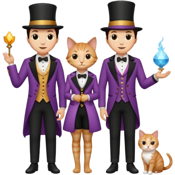 magician couple and their pet cat emoji
