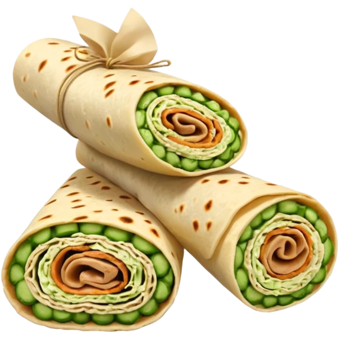 
Lavash roll with turkey, avocado sauce, cucumber emoji
