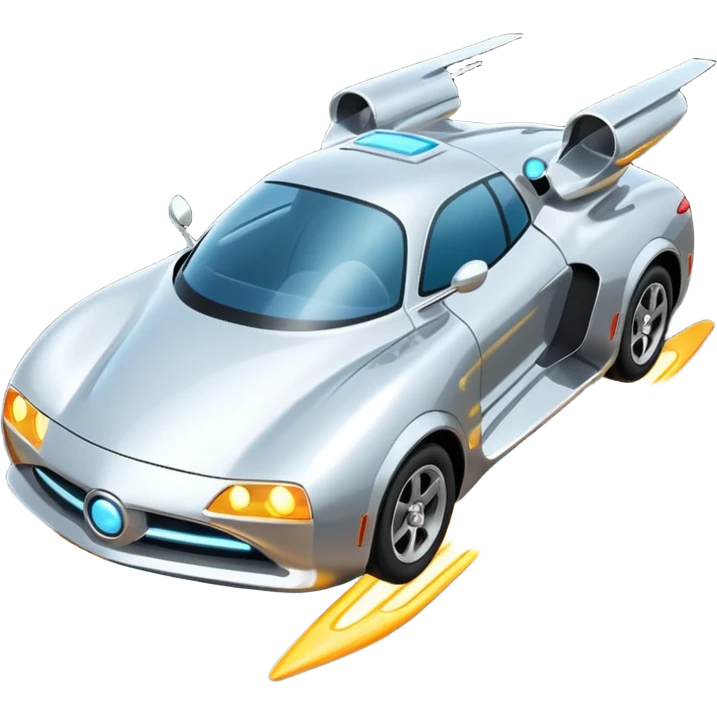 Flying Car – Sleek car with glowing thrusters, hovering above the road emoji