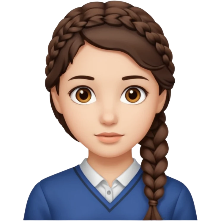 Make me a brunette girl, with brown (dark) eyes and a side braid emoji