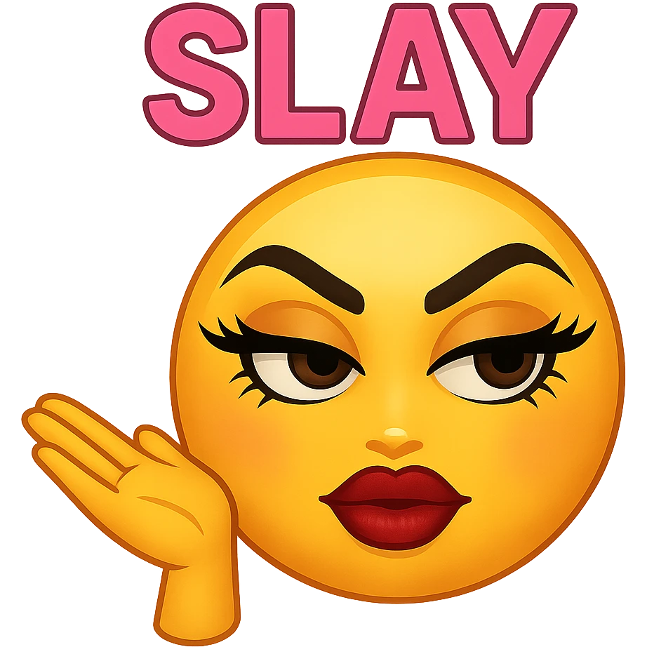 slay emoji, trendy and fierce, no background emoji