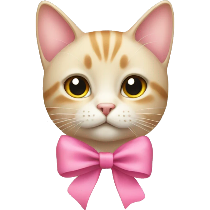 beige cat with pink bow emoji
