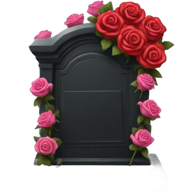 black grave with roses emoji