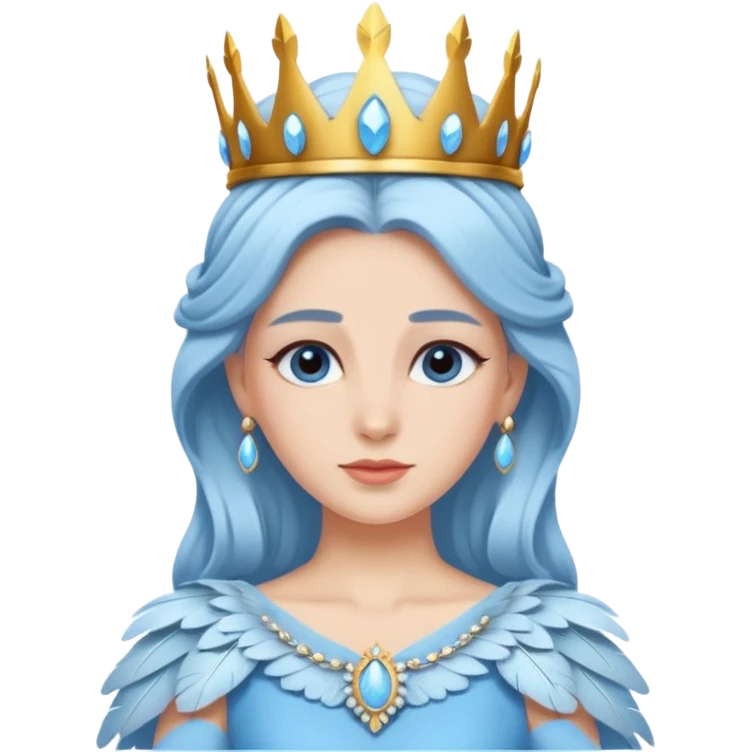 Sky Queen – feather crown + light-blue gown emoji