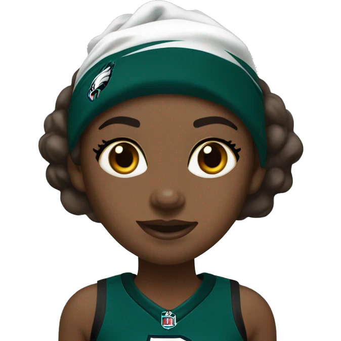 Brown skin girl in Philadelphia eagles clothes emoji