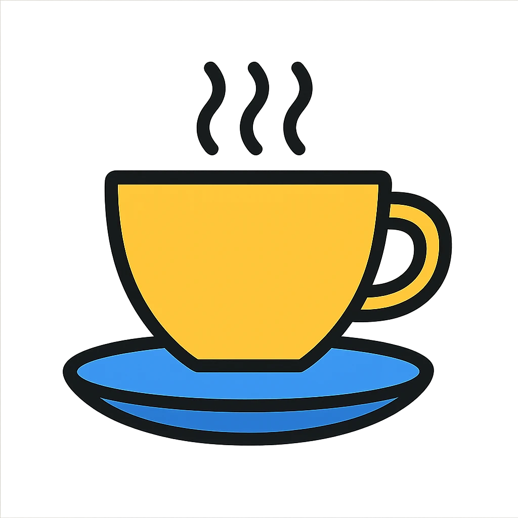 Colorful outline icon of a teacup with saucer emoji